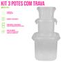 Imagem de Kit 3 Potes 460/850/2200ml C/ Trava P/ Marmita Reutilizável Fitness Microondas/Freezer