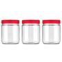 Imagem de Kit 3 Potes 750ml Recipiente Vidro Redondo Invicta Vermelho