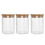 Imagem de Kit 3 Potes Borossilicato Hermético Tampa Bambu 450ml Class