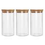 Imagem de Kit 3 Potes Borossilicato Hermético Tampa Bambu 600Ml Class