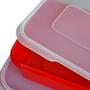 Imagem de Kit 3 Potes com Tampa Retangular de Plástico Tamanhos Variados Vermelho Utility