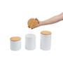 Imagem de Kit 3 Potes Dolomita com Tampa de Bambu Zig Zag 900ml, 1,2l E 1,5l - Oikos