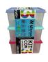 Imagem de Kit 3 Potes Fit Retangular Tampa Colorido Transparente 450ml