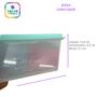 Imagem de Kit 3 Potes Fit Retangular Tampa Colorido Transparente 450ml