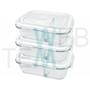 Imagem de Kit 3 Potes Hermético Marmita de Vidro Retangular Com Divisória 1010ml Com Tampa BPA Free: Cozinha Organizada, Sustentabilidade e Alimentos Frescos