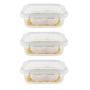 Imagem de Kit 3 Potes Hermético Vidro Marmita Micro-Ondas 1040Ml
