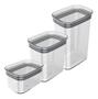 Imagem de Kit 3 Potes Herméticos Block Retangulares Porta Mantimentos