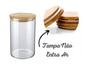 Imagem de Kit 3 Potes Herméticos de Vidro com Tampa de Bambu 750ml Porta Alimentos Mantimentos