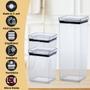 Imagem de Kit 3 Potes Herméticos Quadrados de Acrílico Lumini Black e Cristal Porta Alimentos - Paramount