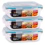Imagem de Kit 3 Potes Herméticos Retangular Vidro Freezer Microondas Com Tampa Transparente 1500ML