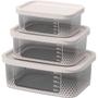 Imagem de Kit 3 Potes Para Alimentos Transp. Retangular P/M/G C/ Tampa