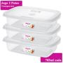 Imagem de Kit 3 Potes Plástico Retangular 785ml Transparente