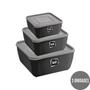 Imagem de kit 3 Potes Plasticos Gourmet c Tampa Preto 1,5 , 2,5 e 5 L