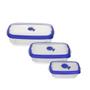Imagem de Kit 3 Potes Plásticos Herméticos Transparente 2.4L 1.26L 430ML Sanremo Linha Flor Azul Para Freezer Micro-ondas com Plástico Livre de BPA