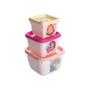 Imagem de Kit 3 Potes Quadrados Princesas Conect Com Tampa