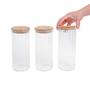 Imagem de Kit 3 Potes Vidro Canelado Com Tampa De Bambu 1100Ml - Oikos