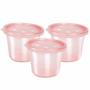 Imagem de Kit 3 Potinhos para Papinha da Bebê - 180ml - Rosa - Buba