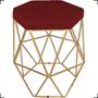 Imagem de Kit 3 Puff Decorativos Para Sala Hexagonal Aramado Base Bronze/Dourada/Preta Suede Cores - Clique E Decore 