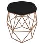 Imagem de Kit 3 puff decorativos para sala hexagonal aramado base bronze suede preto - clique e decore