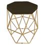 Imagem de Kit 3 puff decorativos para sala hexagonal aramado base dourada suede marrom - clique e decore