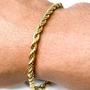 Imagem de Kit 3 Pulseiras cordão bracelete  trançado clássica  dourada basica