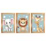 Imagem de Kit 3 Quadros 20x30 Infantil Safari Estrelas Moldura Mel