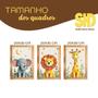 Imagem de Kit 3 Quadros 20x30 Infantil Safari Savana 3D Moldura Mel