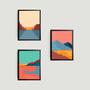 Imagem de Kit 3 Quadros Abstratos Montain Colors 33x24cm - com vidro