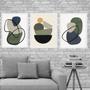 Imagem de Kit 3 Quadros Abstratos Sala Boho Style 24X18Cm - Com Vidro