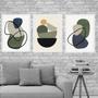Imagem de Kit 3 Quadros Abstratos Sala Boho Style 33x24cm - com vidro