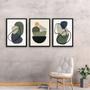 Imagem de Kit 3 Quadros Abstratos Sala Boho Style 33x24cm - com vidro