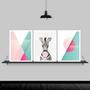 Imagem de Kit 3 Quadros Abstratos Zebra Chiclete 24x18cm - com vidro