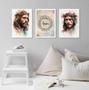 Imagem de Kit 3 Quadros Aquarelas Face De Jesus - Pai Nosso 33X24Cm