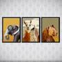 Imagem de Kit 3 Quadros Arte Animais Geométricos 24x18cm - com vidro