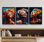 Imagem de Kit 3 Quadros Arte Mulheres AfricanasTurbante 45x34cm - com vidro