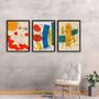 Imagem de Kit 3 Quadros Artes Abstratas Coloridas - Faces 24x18cm - com vidro