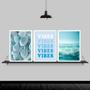 Imagem de Kit 3 Quadros Azuis Mar Vibes 33x24cm