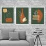 Imagem de Kit 3 Quadros Boho Verde Musgo e Terracota 24x18cm - com vidro