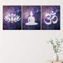 Imagem de Kit 3 Quadros Buda Galáxia 45x34cm - com vidro