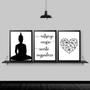 Imagem de Kit 3 Quadros Buda Mantra Coração 24x18cm - com vidro
