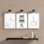 Imagem de Kit 3 Quadros Café 45x34cm - Vidro