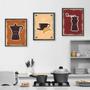 Imagem de Kit 3 Quadros Café Com Croissant 24x18cm - com vidro