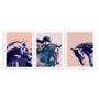 Imagem de Kit 3 Quadros Cavalos Amazona 33x24cm - com vidro
