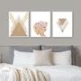Imagem de Kit 3 Quadros Claros Para Quarto Nude 45x34cm - com vidro