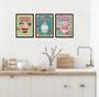 Imagem de Kit 3 Quadros Cozinha - Cupcakes 24x18cm - com vidro