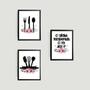 Imagem de Kit 3 Quadros Cozinha Temperada Com Amor 24X18Cm - Com Vidro