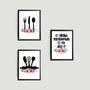 Imagem de Kit 3 Quadros Cozinha Temperada com Amor 24x18cm - com vidro
