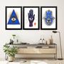 Imagem de Kit 3 Quadros Decoração Esotérica - Olho Grego 33x24cm - com vidro