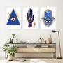 Imagem de Kit 3 Quadros Decoração Esotérica - Olho Grego 33x24cm - com vidro
