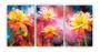 Imagem de Kit 3 quadros decorativo flor colorida galaxia sala quarto